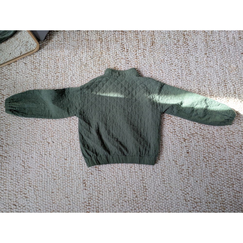 Madewell Olive Green Quilted Half-zip Top - Picture 8 of 14